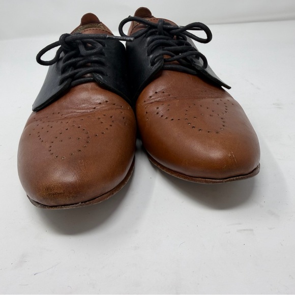 Freda Salvador Tan Black Leather Oxford Change Cognac Lace Womens Size 6 - Picture 8 of 13